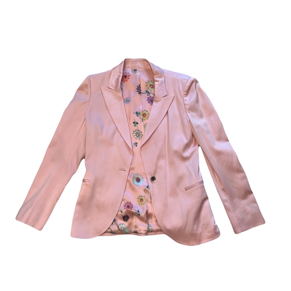 Emanuel Ungaro Wool-Silk Blazer with Floral Lining